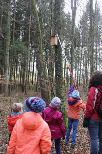 Schafft sie es wohl, den Kasten aufzuhängen? Das ist gar nicht so einfach...