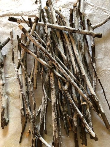 Die weiss bemalten Äste, welche den Störchen eine frühere Besiedlung vorgaukeln sollen